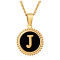 Jewelry wholesale 18K Gold Natural Shell 26 Letter Pendant Stainless Steel Necklace