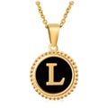 Jewelry wholesale 18K Gold Natural Shell 26 Letter Pendant Stainless Steel Necklace