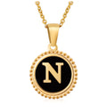 Jewelry wholesale 18K Gold Natural Shell 26 Letter Pendant Stainless Steel Necklace