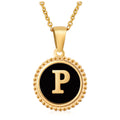 Jewelry wholesale 18K Gold Natural Shell 26 Letter Pendant Stainless Steel Necklace