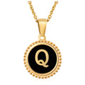 Jewelry wholesale 18K Gold Natural Shell 26 Letter Pendant Stainless Steel Necklace