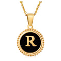 Jewelry wholesale 18K Gold Natural Shell 26 Letter Pendant Stainless Steel Necklace