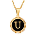 Jewelry wholesale 18K Gold Natural Shell 26 Letter Pendant Stainless Steel Necklace