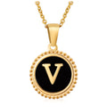 Jewelry wholesale 18K Gold Natural Shell 26 Letter Pendant Stainless Steel Necklace
