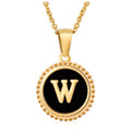 Jewelry wholesale 18K Gold Natural Shell 26 Letter Pendant Stainless Steel Necklace