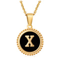 Jewelry wholesale 18K Gold Natural Shell 26 Letter Pendant Stainless Steel Necklace