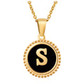 Jewelry wholesale 18K Gold Natural Shell 26 Letter Pendant Stainless Steel Necklace