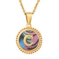 Jewelry wholesale 18K Gold Natural Shell 26 Letter Pendant Stainless Steel Necklace
