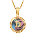 Jewelry wholesale 18K Gold Natural Shell 26 Letter Pendant Stainless Steel Necklace