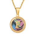Jewelry wholesale 18K Gold Natural Shell 26 Letter Pendant Stainless Steel Necklace