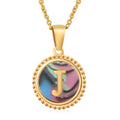 Jewelry wholesale 18K Gold Natural Shell 26 Letter Pendant Stainless Steel Necklace