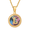 Jewelry wholesale 18K Gold Natural Shell 26 Letter Pendant Stainless Steel Necklace