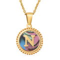 Jewelry wholesale 18K Gold Natural Shell 26 Letter Pendant Stainless Steel Necklace