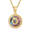 Jewelry wholesale 18K Gold Natural Shell 26 Letter Pendant Stainless Steel Necklace