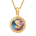 Jewelry wholesale 18K Gold Natural Shell 26 Letter Pendant Stainless Steel Necklace