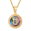 Jewelry wholesale 18K Gold Natural Shell 26 Letter Pendant Stainless Steel Necklace
