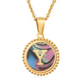 Jewelry wholesale 18K Gold Natural Shell 26 Letter Pendant Stainless Steel Necklace