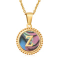 Jewelry wholesale 18K Gold Natural Shell 26 Letter Pendant Stainless Steel Necklace