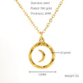 Jewelry wholesale Oil Drip Enamel Moon Pendant Stainless Steel Necklace