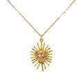 Jewelry wholesale Stainless Steel Sunflower with Zirconia Heart Pendant Necklace