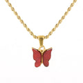 Jewelry wholesale Wholesale Red Butterfly Pendant Stainless Steel Necklace