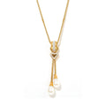 Jewelry wholesale Trendy Zircon Heart Pearl Tassels Double Layer Snake Chain Necklace