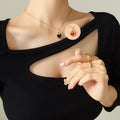 Jewelry wholesale Classic Stainless Steel Double Side Shell Acrylic Heart Pendant Necklaces