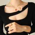 Jewelry wholesale Classic Stainless Steel Double Side Shell Acrylic Heart Pendant Necklaces