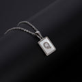 Jewelry wholesale Simple Square Shell Letter Pendant Stainless Steel Necklace