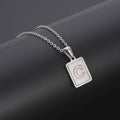 Jewelry wholesale Simple Square Shell Letter Pendant Stainless Steel Necklace