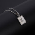 Jewelry wholesale Simple Square Shell Letter Pendant Stainless Steel Necklace