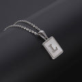 Jewelry wholesale Simple Square Shell Letter Pendant Stainless Steel Necklace