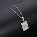 Jewelry wholesale Simple Square Shell Letter Pendant Stainless Steel Necklace