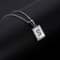 Jewelry wholesale Simple Square Shell Letter Pendant Stainless Steel Necklace