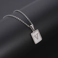 Jewelry wholesale Simple Square Shell Letter Pendant Stainless Steel Necklace