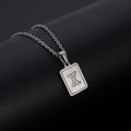Jewelry wholesale Simple Square Shell Letter Pendant Stainless Steel Necklace