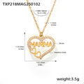 Jewelry wholesale Trendy Mother's Day Gift Letter Heart Inlaid Zircon Pendant Necklaces