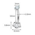 Jewelry wholesale G23 Titanium Double End Claw Set Cubic Zirconia Belly Button Ring
