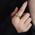 Jewelry wholesale Luxury Vintage Stainless Steel Glass Stone Irregular Heart Rings