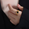 Jewelry wholesale Luxury Vintage Stainless Steel Glass Stone Irregular Heart Rings