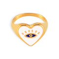 Jewelry wholesale Trendy New Arrival Stainless Steel Evil Eyes Pattern Heart Fine Rings