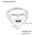 Jewelry wholesale Trendy New Arrival Stainless Steel Evil Eyes Pattern Heart Fine Rings