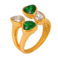 Jewelry wholesale Retro Vintage Jewelry Heart Water Drop Glass Stone Waterproof Ring