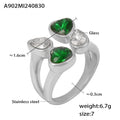 Jewelry wholesale Retro Vintage Jewelry Heart Water Drop Glass Stone Waterproof Ring