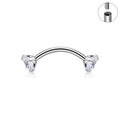 Jewelry wholesale G23 Titanium Curved Barbell – Internal Thread Claw CZ (16G), ASTM F-136