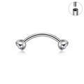Jewelry wholesale G23 Titanium Curved Barbell – Internal Thread CZ Ends (16G), ASTM F-136