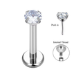 Jewelry wholesale G23 Titanium (16G) Push-In Stud – Claw-Set Gem, ASTM F-136