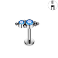 Jewelry wholesale G23 Titanium Flat Back Stud – Internal Thread CZ Top (16G), ASTM F-136