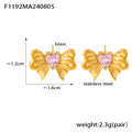 Jewelry wholesale Elegant Dainty Heart Zircon Bow Knot Shape Anti Tarnish Studs Earrings