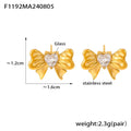 Jewelry wholesale Elegant Dainty Heart Zircon Bow Knot Shape Anti Tarnish Studs Earrings
